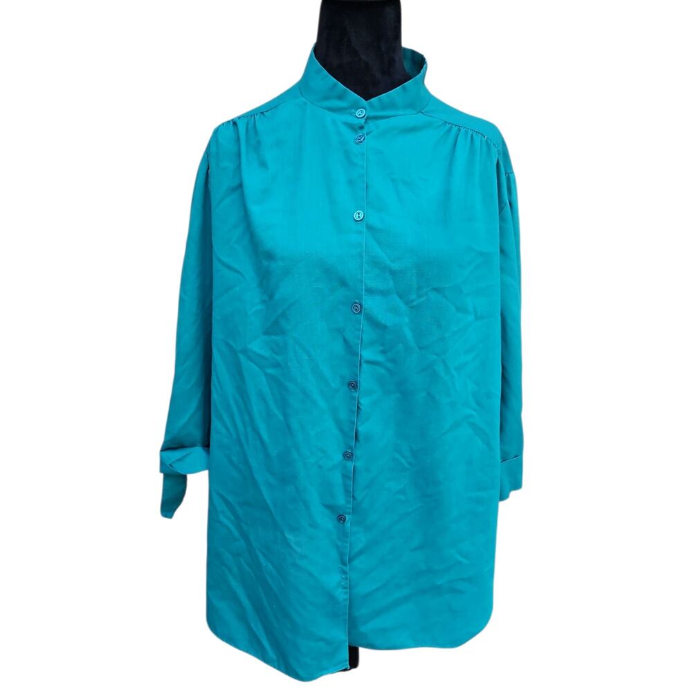 California  Connection Vintage Buttoned Turquoise  blouse Size Large